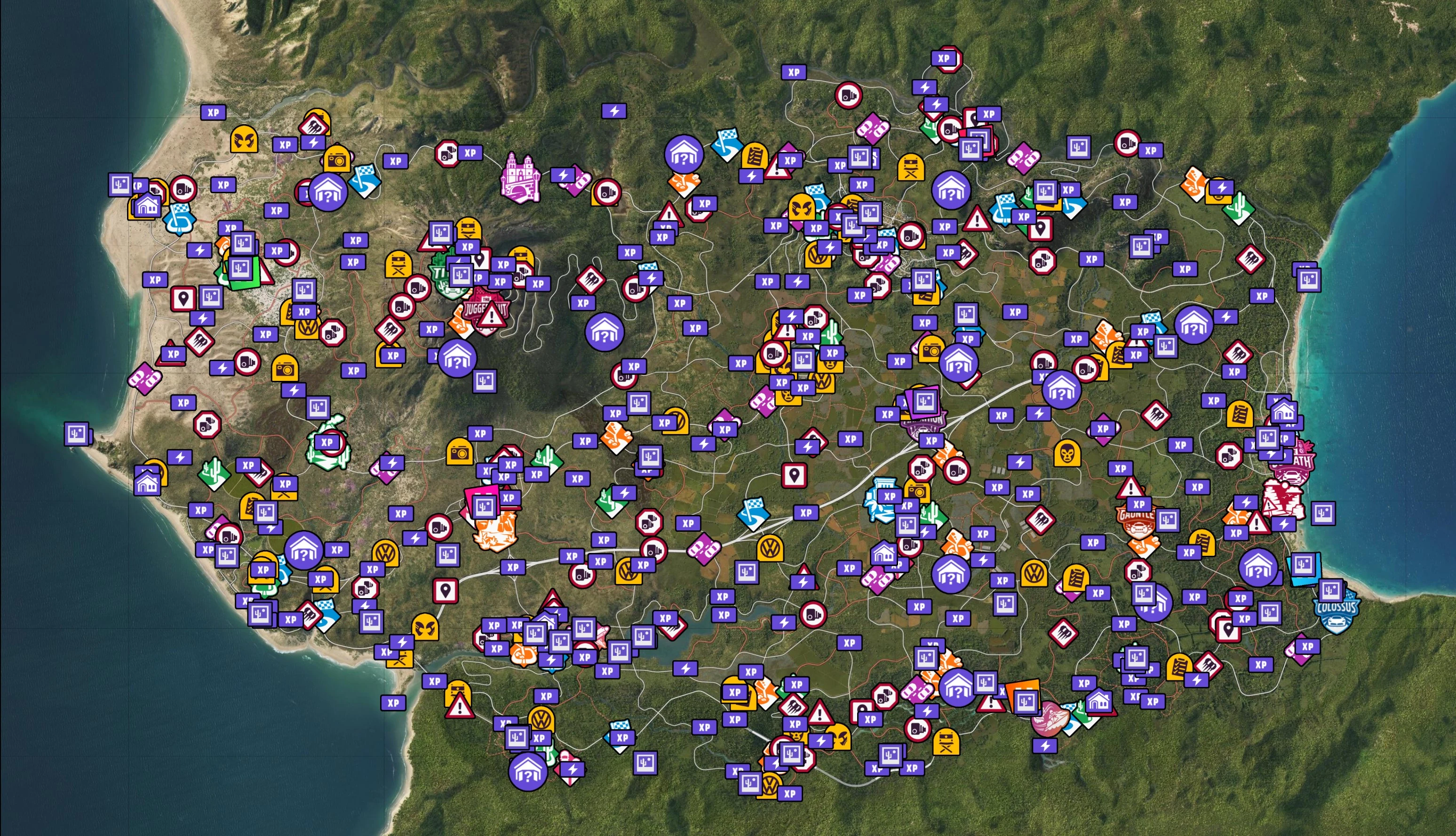 Forza Horizon 5 "Полная карта игрового мира со всеми точками"