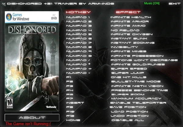 Dishonored: Трейнер/Trainer (+21) [1.0] {ARM4ND0}