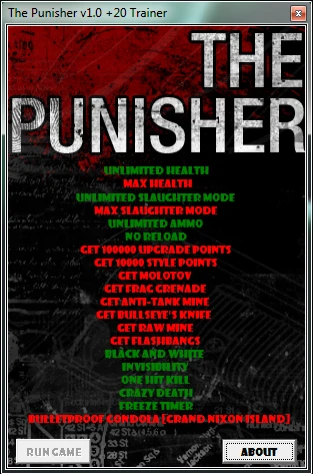 The Punisher: Трейнер/Trainer (+20) [1.0] {unknown project}