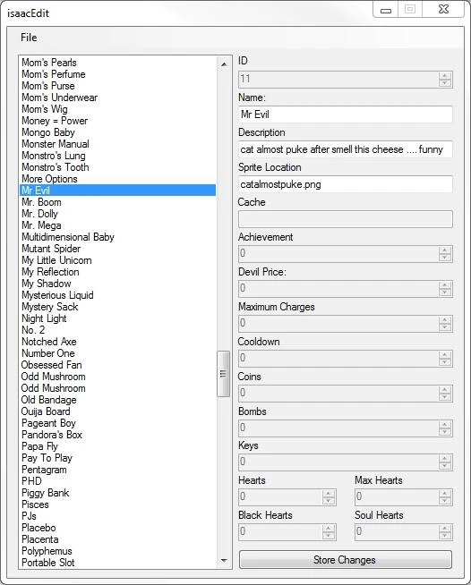 Binding of Isaac "Isaac Edit - программа для редактирования артефактов"