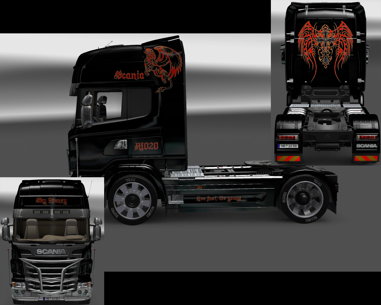 Euro Truck Simulator 2 "Scania Topline Sky Frenzy R1020 Skin"