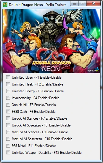 Double Dragon: Neon: Трейнер/Trainer (+12) [1.0] {Yello}