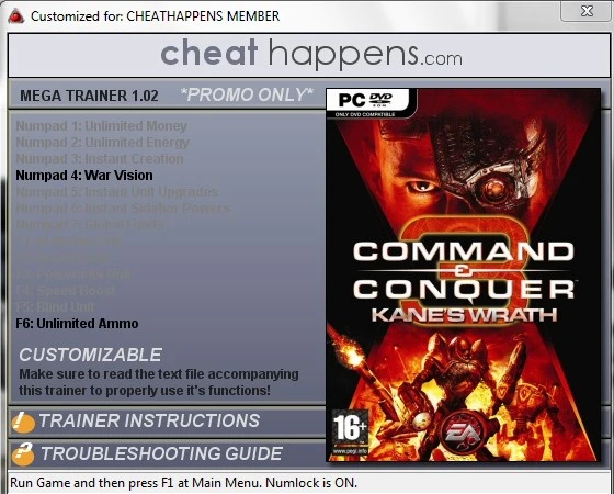 Command &Conquer 3: Kane's Wrath: Трейнер (+2) [1.02]