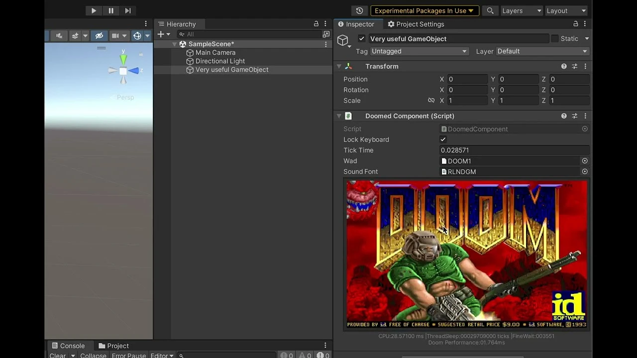 Оригинальную Doom запустили в редакторе движка Unity
