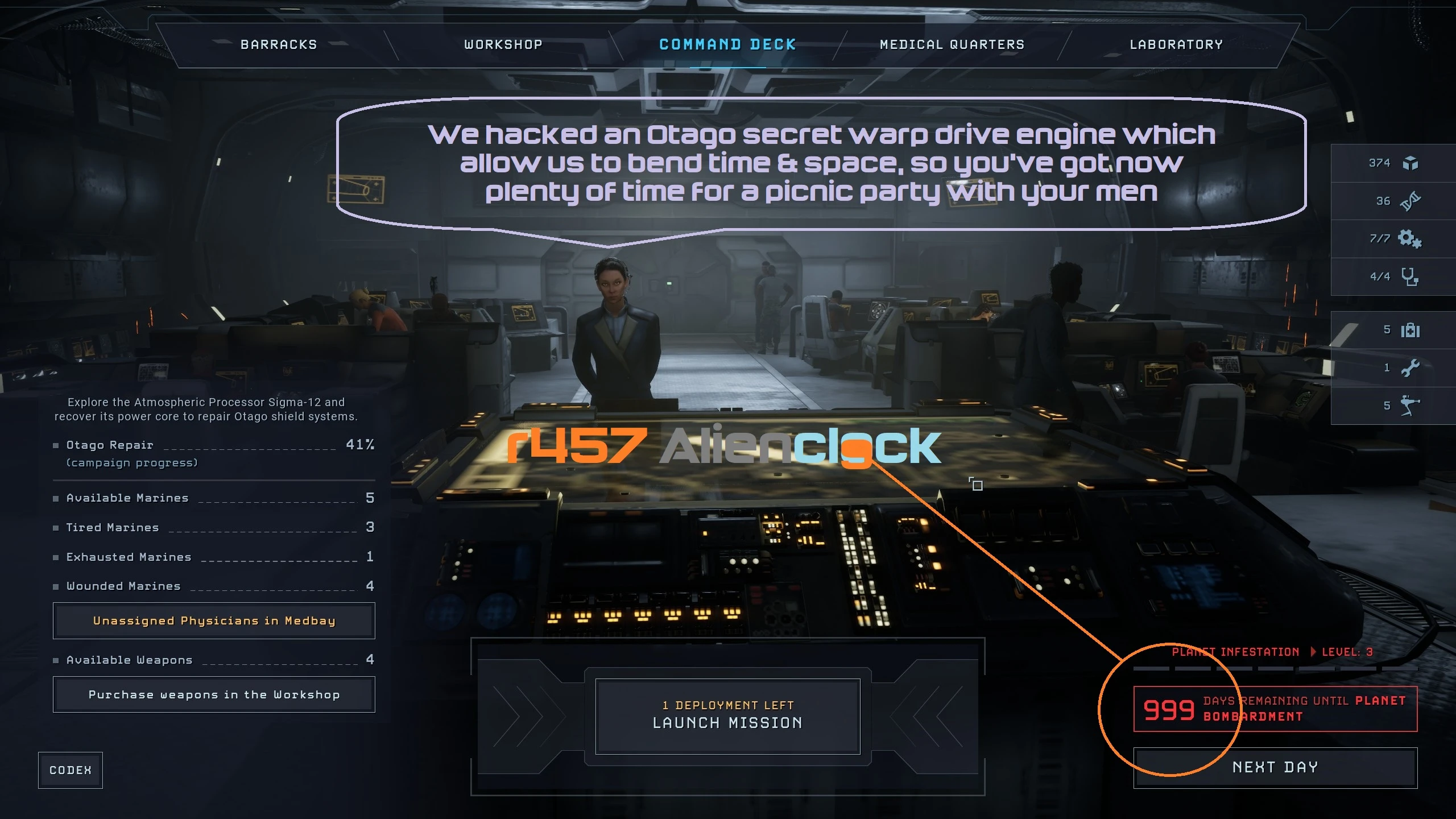 Aliens: Dark Descent "Нет ограничения по времени"