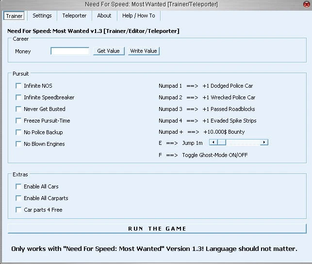 Need for Speed: Most Wanted: Трейнер (+10) [1.3]