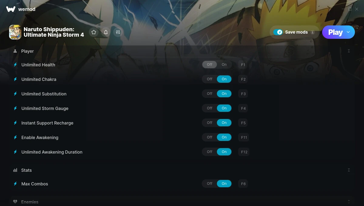 Naruto Shippuden: Ultimate Ninja Storm 4 "Трейнер +16" [UPD: 15.06.2025] {STiNGERR / WeMod}