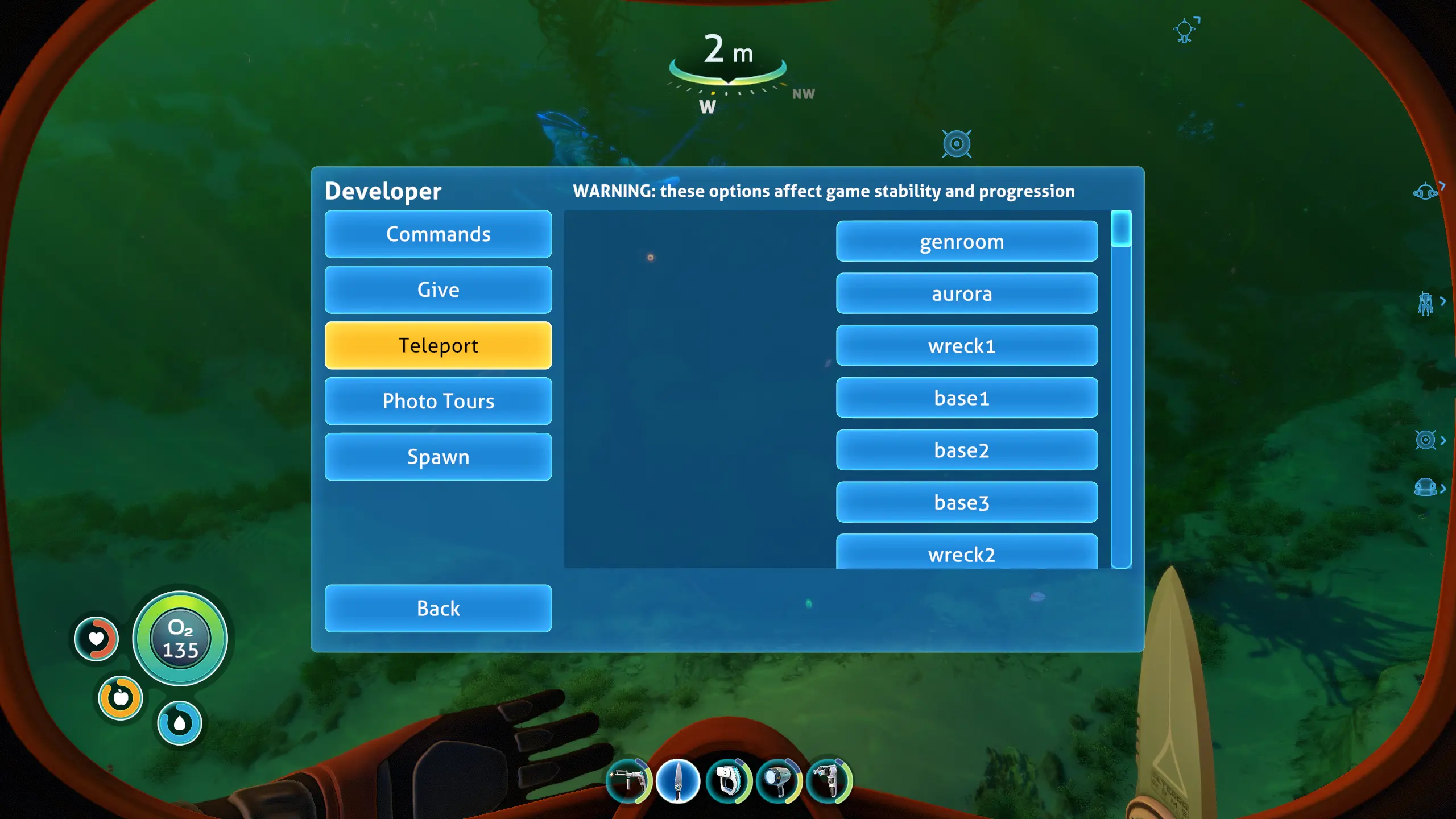Subnautica "Чит-Мод - Расширенное меню разработчиков" [0.6.2] {aedenthorn}