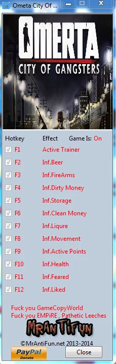 Omerta: City of Gangsters: Трейнер/Trainer (+11) [1.07] {MrAntiFun}