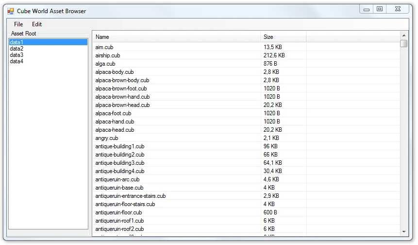 Cube World — AssetBrowser