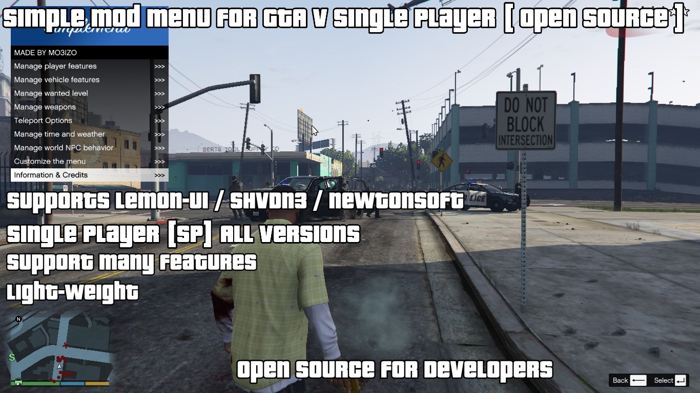 Grand Theft Auto 5 "Чит-Мод - SimpleMenu - Single Player Mod Menu / Редактор игрока, транспорта, мира" [1.0] {MO3IZO}
