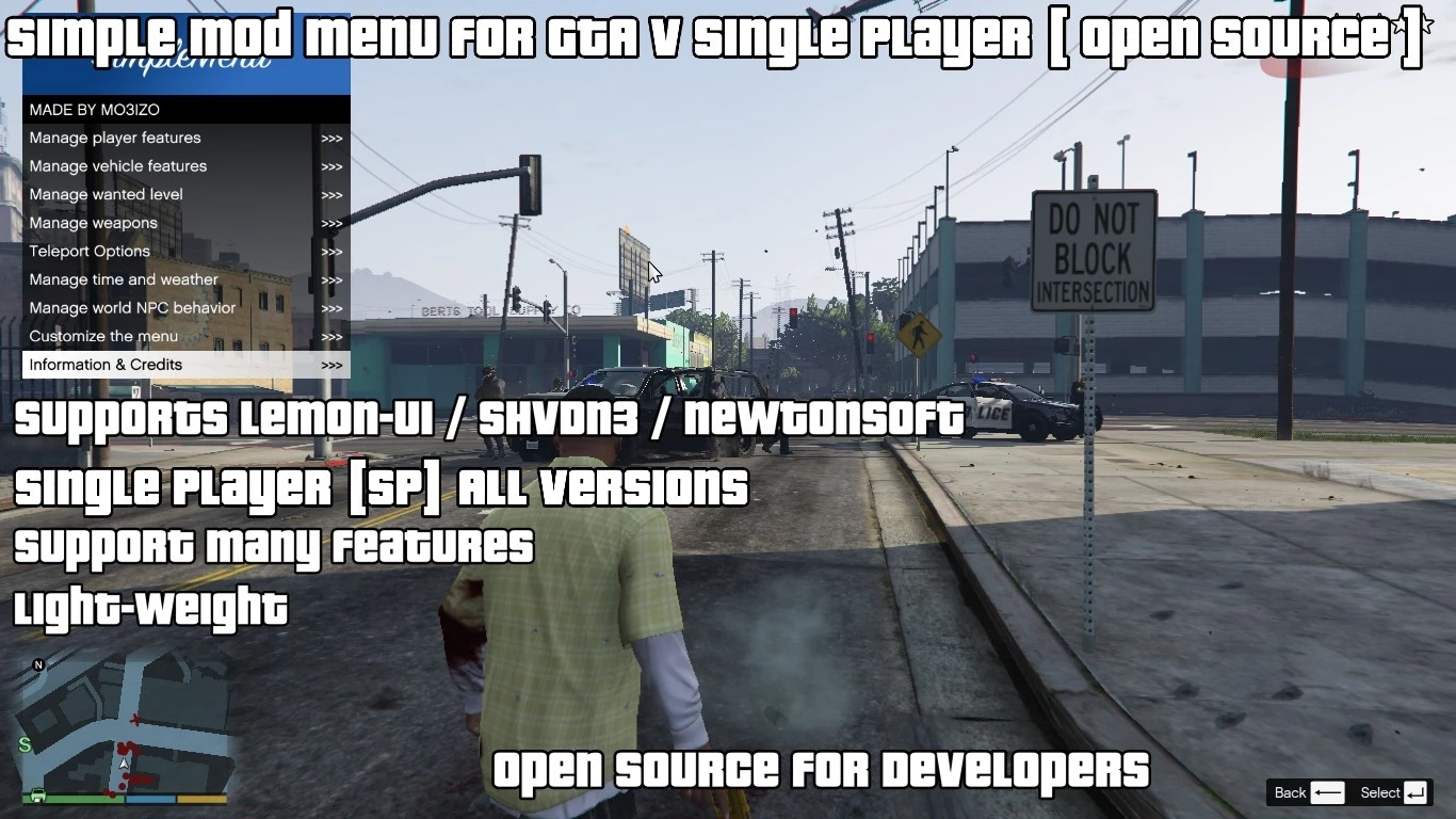 Grand Theft Auto 5 "Чит-Мод - SimpleMenu - Single Player Mod Menu / Редактор игрока, транспорта, мира" [1.2] {MO3IZO}
