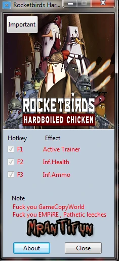 Rocketbirds ~ Hardboiled Chicken: Трейнер/Trainer (+2) [1.0] {MrAntiFun}