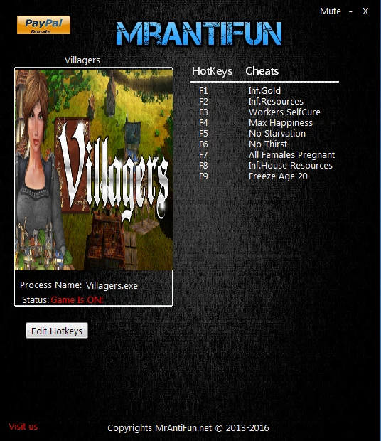 Villagers: Трейнер/Trainer (+9) [1.004: 64 Bit] {MrAntiFun}