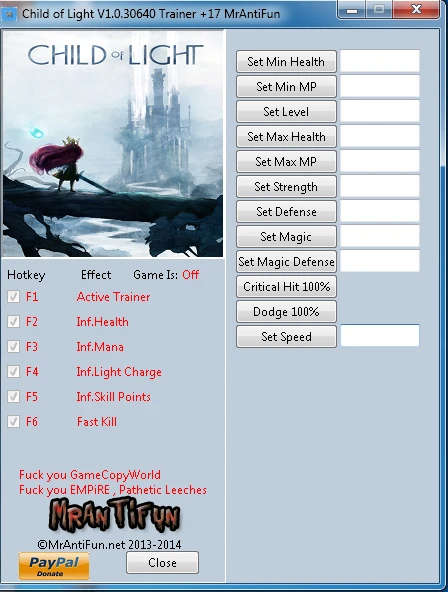 Child of Light: Трейнер/Trainer (+17) [1.0.30640: Alternate Version] {MrAntiFun}