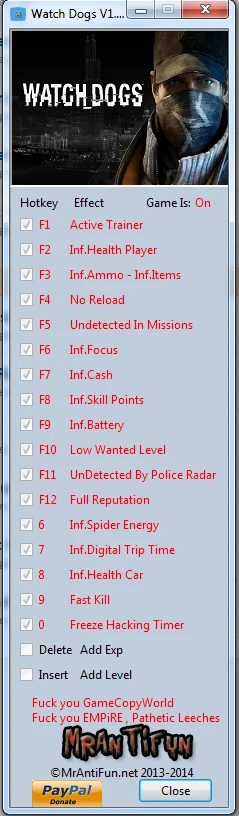 Watch_Dogs: Трейнер/Trainer (+19) [1.05.324] {MrAntiFun}