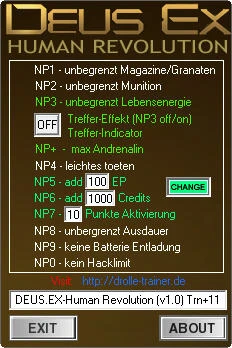 Deus Ex - Human Revolution: Трейнер (+11) [1.0] {drolle}