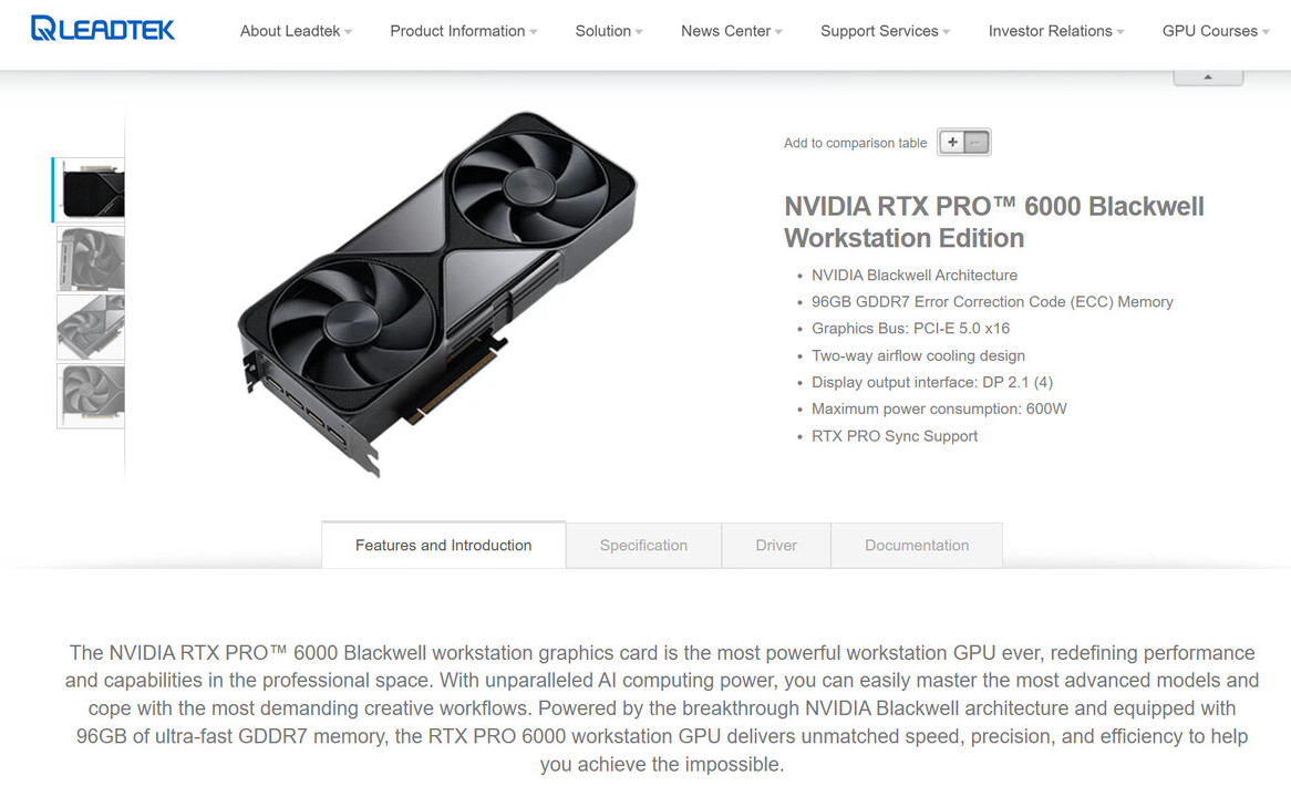 NVIDIA RTX PRO 6000 Blackwell Workstation Edition