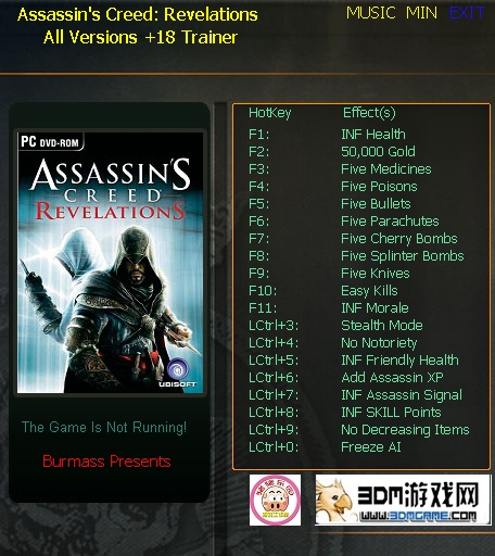 Assassin&#8217;s Creed &#8211; Revelations: Trainer (+18) [All Versions: 1.0 &amp; Others: Fix 3] {testhawk}
