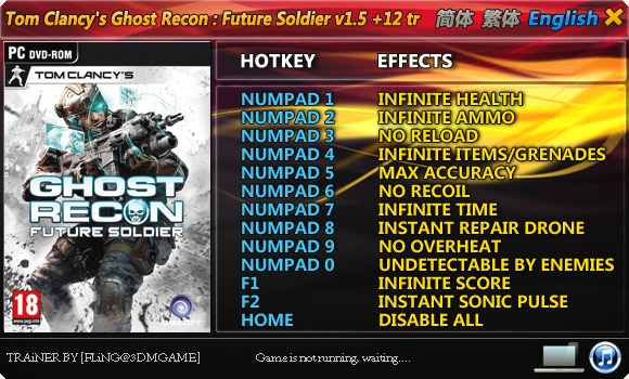 Tom Clancy&#8217;s &#8211; Ghost Recon Future Soldier: Trainer (+12) [1.5] {FLiNG}