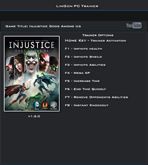 Injustice ~ Gods Among Us: Trainer (+8) [1.2.0] {LinGon}