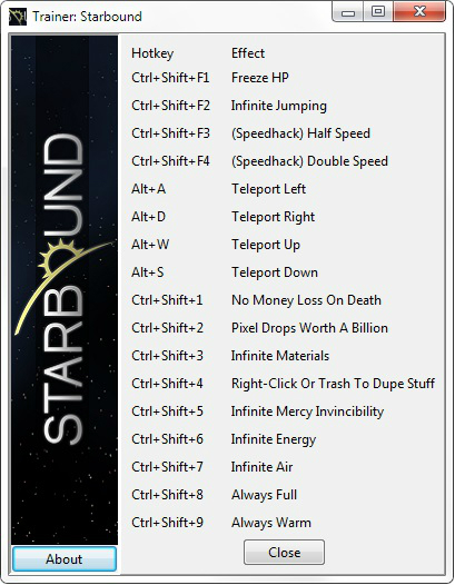 Starbound: Trainer (+17) [20140105] {Rydian}