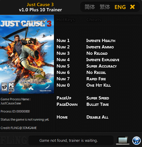 Just Cause 3: Trainer (+10) [1.0] {FLiNG}