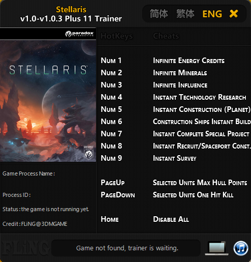 Stellaris: Trainer (+11) [1.0-1.0.3] {FLiNG}