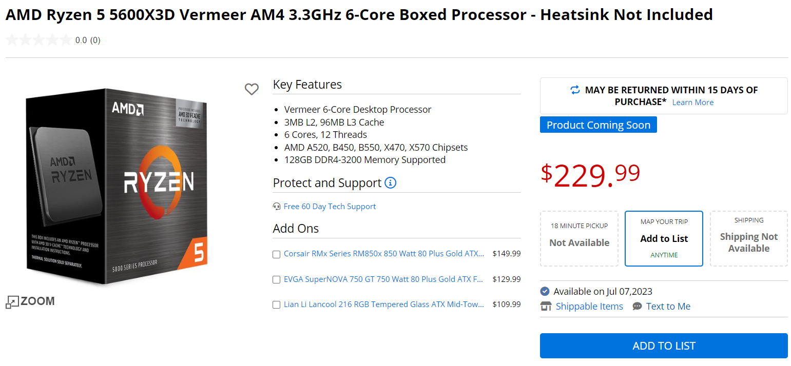 AMD Ryzen 5 5600X3D - 6-ядерный бюджетный процессор, эксклюзив Micro ...