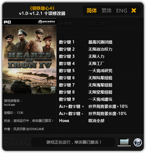 Hearts of Iron 4: Trainer (+10) [1.0 &#8211; 1.2.1] {FLiNG}