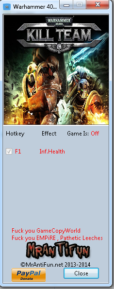 Warhammer 40.000 ~ Kill Team: Trainer (+1: Immortality) [1.0] {MrAntiFun}