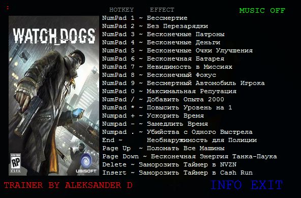 Watch_Dogs: Trainer (+20) [1.0 ~ Update 1] {Aleksander D}
