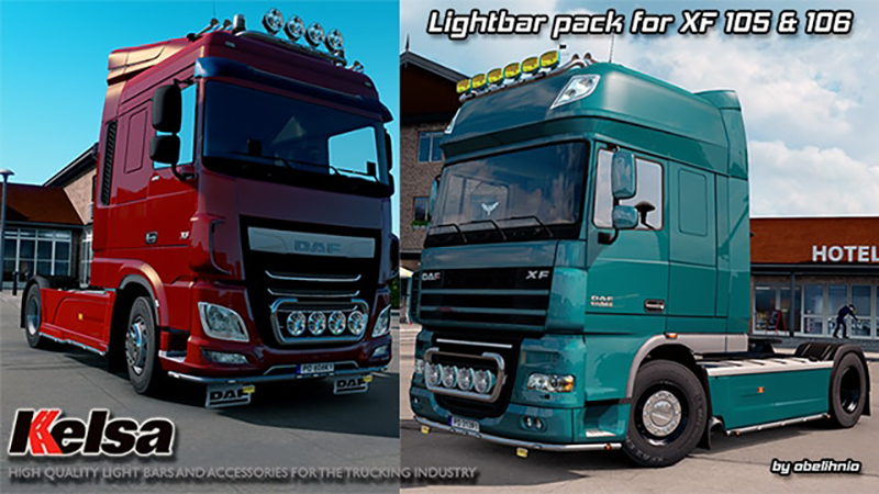 Скачать Euro Truck Simulator 2 "Лайтбары Kelsa для DAF XF 105/106" [1. ...
