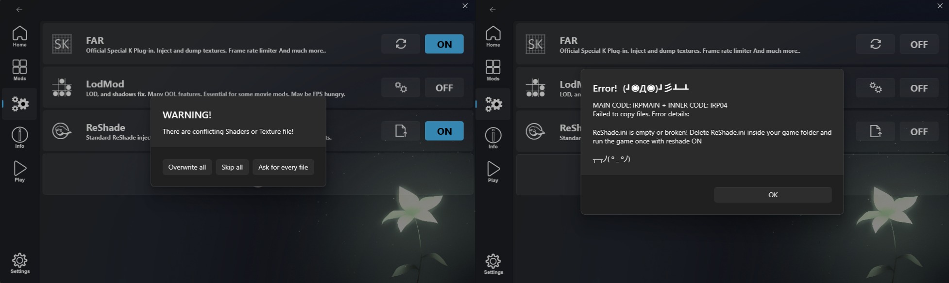 ReShade: уведомление об ошибке, которая появляется, если действовать не по инструкции