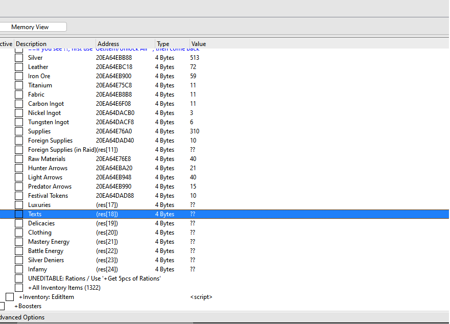 Скачать Assassin's Creed Valhalla Таблица для Cheat Engine Inventory Editor [1.4.1.1 CT