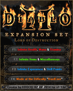 Diablo 2: Lord of Destruction: Trainer (+4) [1.13d] {KROCKI}