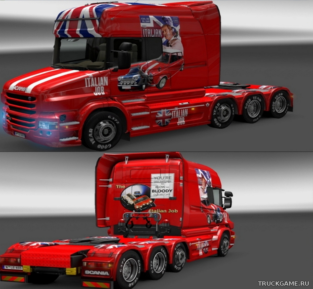 Скачать Euro Truck Simulator 2 "Scania T Longline Italian job Skin" Геймплей