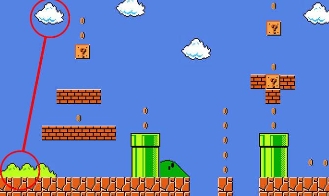 облака и кусты в Super Mario, Интересные факты о играх