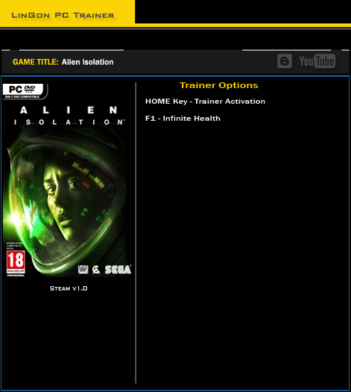 Alien ~ Isolation: Trainer (+1: Immortality) [1.0] {LinGon}