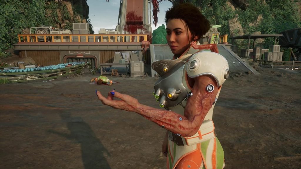 Выбор импланта для Инез в The Outer Worlds 2: Скелетный краб или Раптидон Матриарх