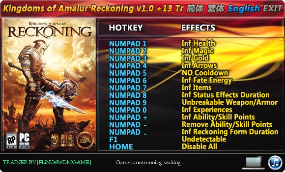 Kingdoms of Amalur &#8211; Reckoning: Trainer (+13) [1.0] {FLiNG}