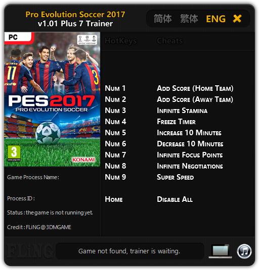 Pro Evolution Soccer 2017: Trainer (+7) [1.01] {FLiNG}