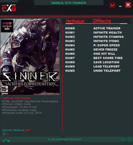 SINNER: Sacrifice for Redemption: Trainer (+8) [v1.0] {FutureX}