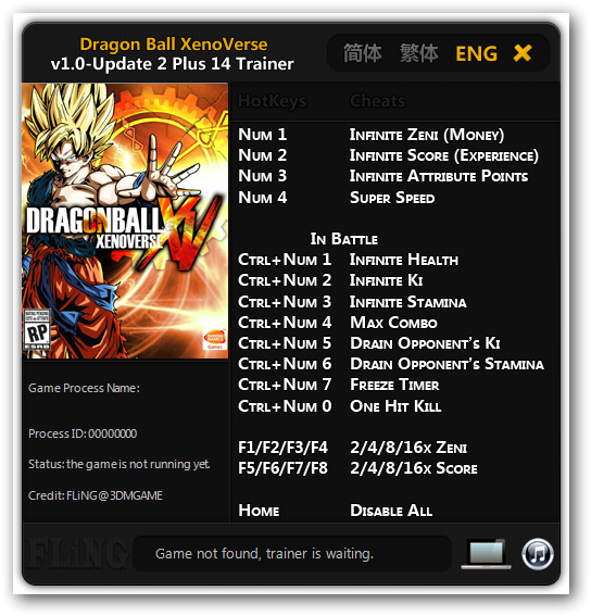 Dragon Ball Xenoverse: Trainer (+14) [v.1.0 &#8211; Update 2] {FLiNG}