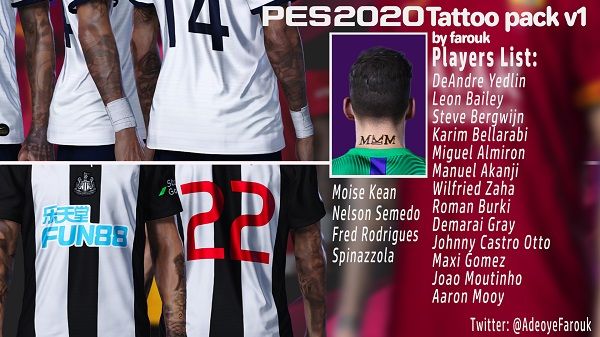 eFootball PES 2020 "Tattoo pack v1" - Файлы - патч, демо ...
