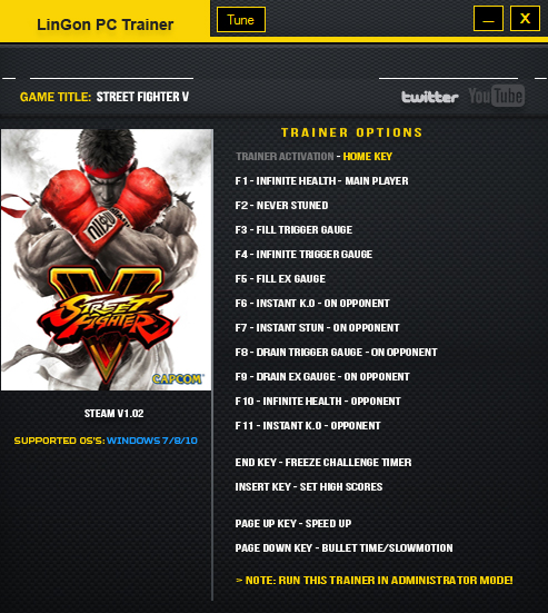 Street Fighter 5: Trainer (+15) [1.02] {LinGon}