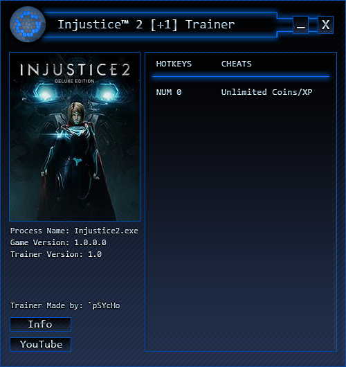 Injustice 2: Trainer (+1: Coins / XP) [1.0] {&#8216;pSYcHo}