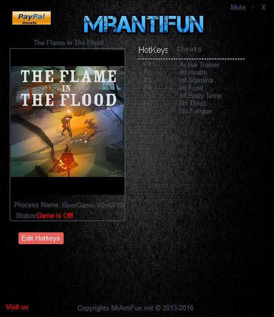 The Flame In The Flood: Trainer (+6) [1.00: 64 Bit] {MrAntiFun}