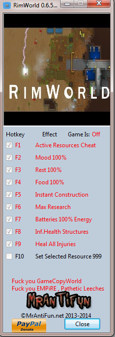RimWorld: Trainer (+9) [0.6.532] {MrAntiFun}