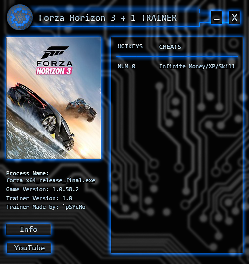 Forza Horizon 3: Trainer (+3) [Money / XP / Skill Trainer] [1.0] {`pSYcHo}
